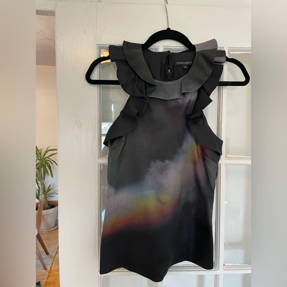Cynthia Rowley Tie Dye Ruffle Blouse